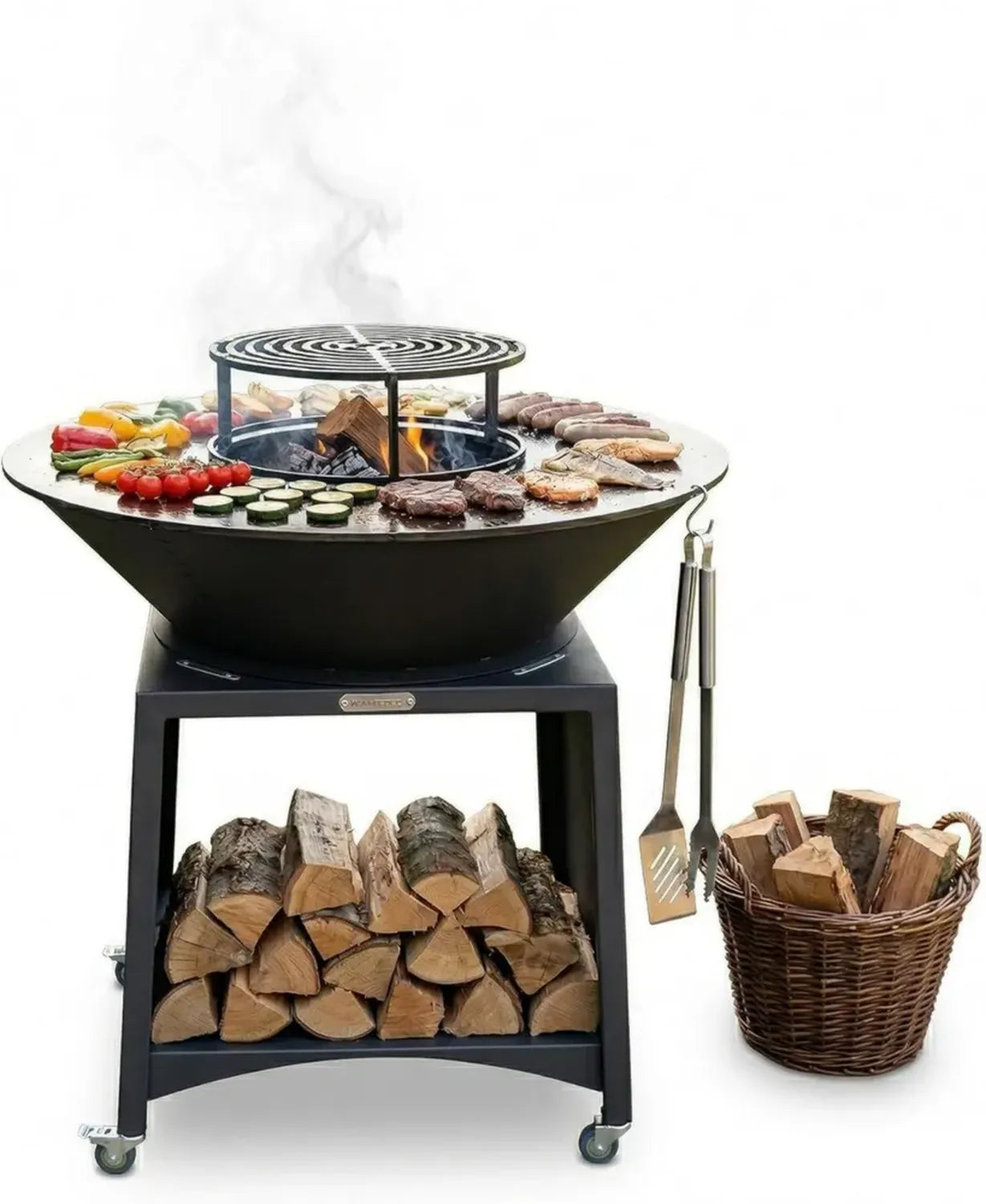 Brasero en Acier pour Barbecue avec Grille Amovible Ø100 cm
