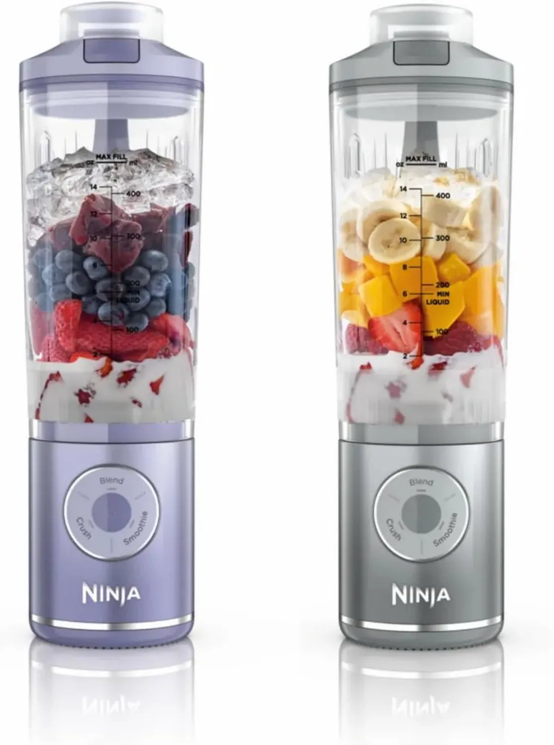 Ninja Blast Max BC251UKLS - Lot de 2 Mixeurs Portables 570 ml, Batterie Rechargeable, Anti-fuites, Idéal pour Smoothies et Milkshakes